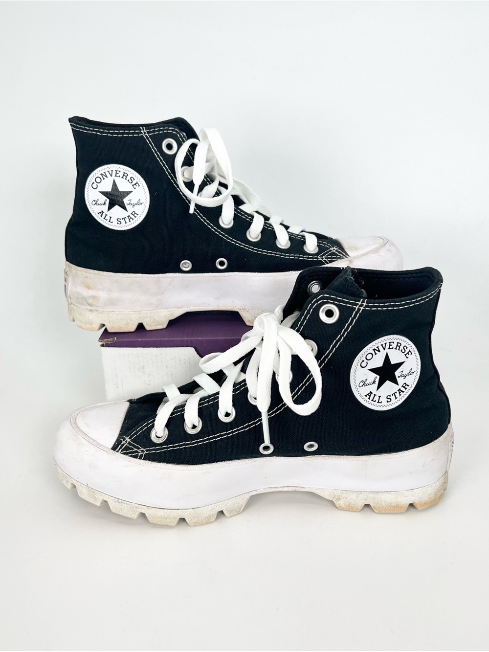 Converse Chuck Taylor High Top Platform Lugged Shoes Black - Women’s 7.5